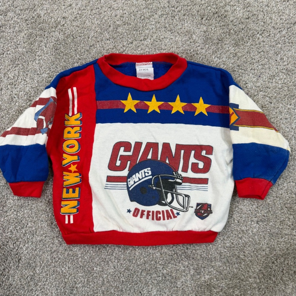Vintage New York Giants Sweatshirt 24 Months Toddler NFL Colorblock USA Made